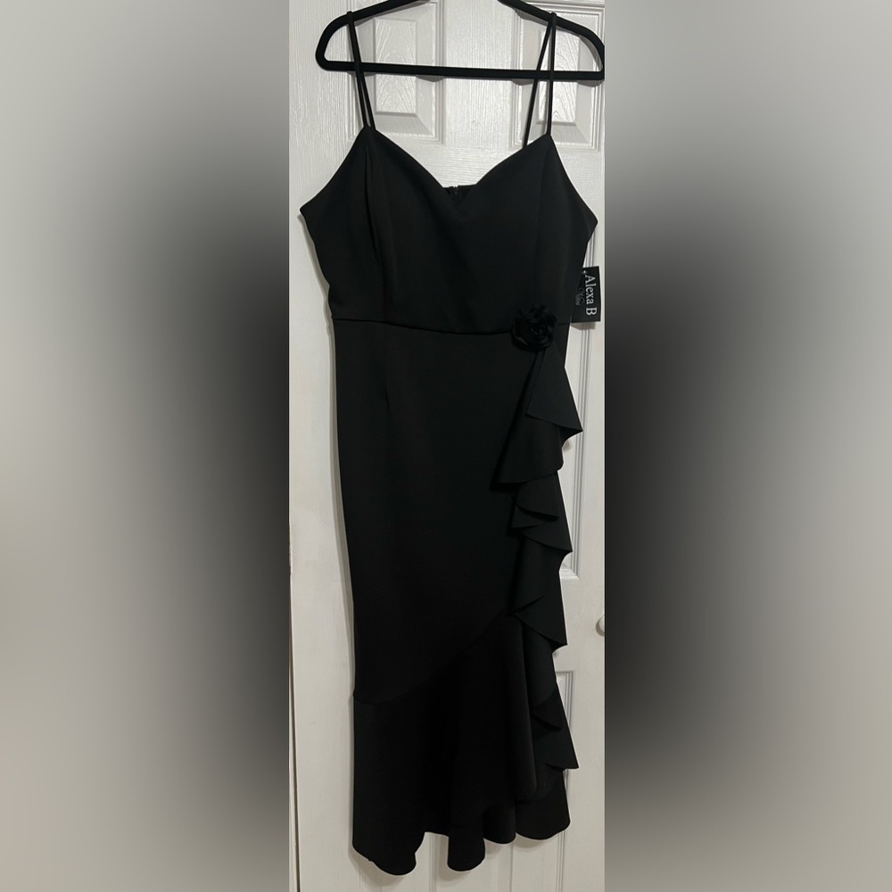 Alexa B. Nites Chic Black Dress with Rose Accent